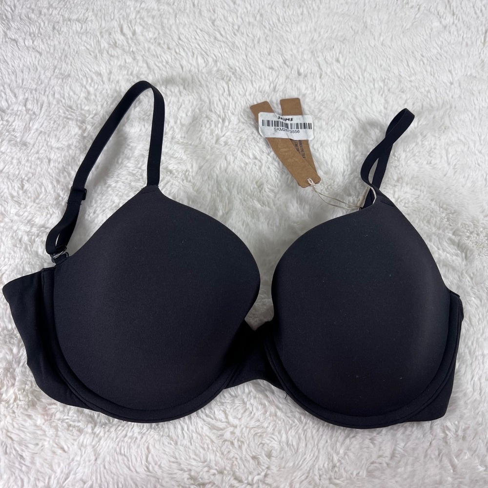 Skims Fits Everybody T-Shirt Bra Onyx Black Underwire‎ BR-UWR-2294 Size 32DD NEW